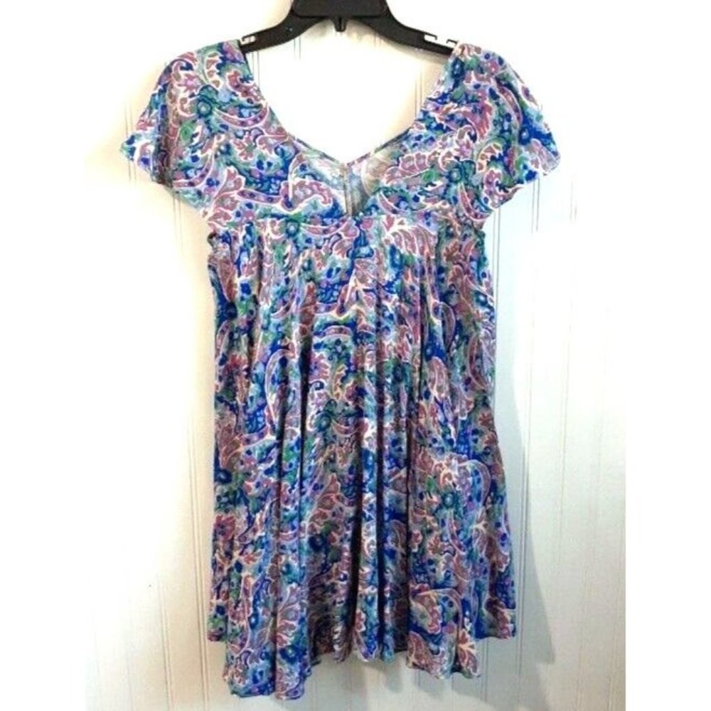 Matilda Jane Shirt Womens Small In The Maze Floral Tunic Top Colorful Hi Lo Hem
